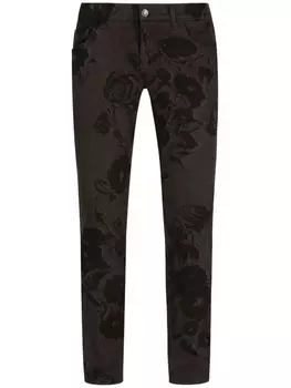 Dolce & Gabbana джинсы скинни с цветочным принтом, черный