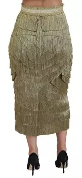 Dolce & Gabbana en Женская юбка миди с завышенной талией и завязками, золото