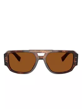 Dolce & Gabbana Eyewear logo-plaque солнцезащитные очки, коричневый