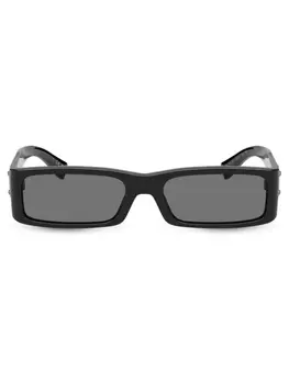 Dolce & Gabbana Eyewear Re-Edition logo-plaque rectangle-frame sunglasses, черный