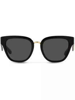 Dolce & Gabbana Eyewear солнцезащитные очки в круглой оправе с логотипом, черный