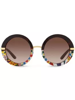 Dolce & Gabbana Eyewear солнцезащитные очки в круглой оправе черепаховой расцветки, коричневый