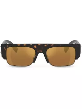 Dolce & Gabbana Eyewear солнцезащитные очки в прямоугольной оправе с логотипом, коричневый