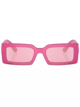 Dolce & Gabbana Eyewear солнцезащитные очки в прямоугольной оправе с логотипом, розовый