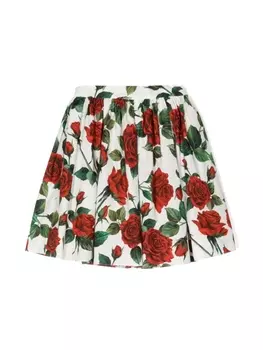 Dolce & Gabbana floral-print pleated skirt, белый