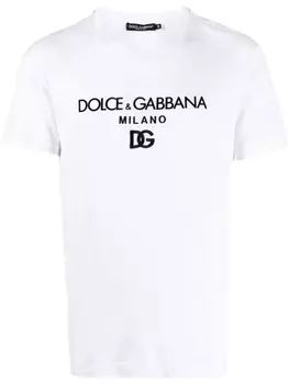 Dolce & Gabbana футболка DG Essentials с вышитым логотипом, белый