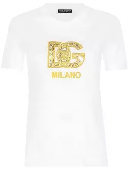Dolce & Gabbana футболка из хлопка с вышивкой DG, белый