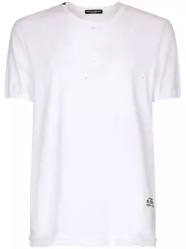 Dolce & Gabbana футболка с эффектом потертости, белый