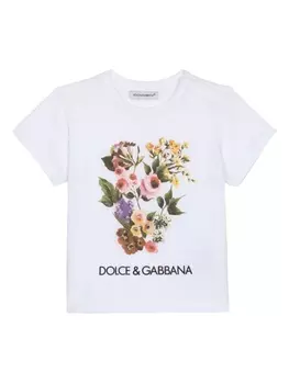 Dolce & Gabbana футболка с цветочным принтом, белый
