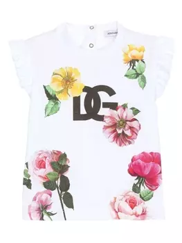Dolce & Gabbana футболка с цветочным принтом, белый