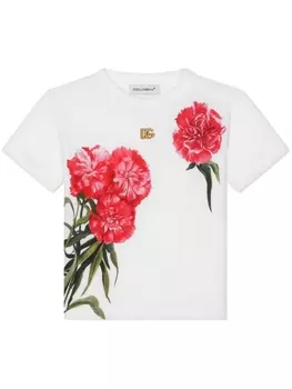 Dolce & Gabbana футболка с цветочным принтом, белый