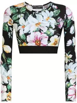 Dolce & Gabbana футболка с цветочным принтом, черный