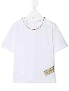 Dolce & Gabbana футболка с декором на воротнике, белый