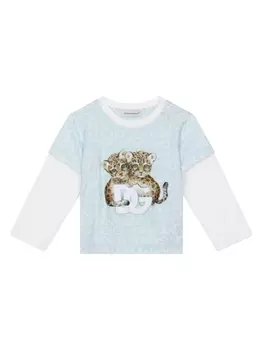 Dolce & Gabbana футболка с длинными рукавами и логотипом, синий