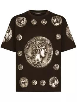 Dolce & Gabbana футболка с графичным принтом, коричневый