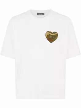 Dolce & Gabbana футболка с камуфляжной нашивкой, белый