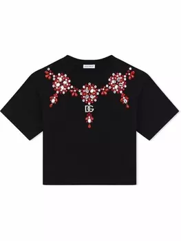 Dolce & Gabbana футболка с кристаллами, черный