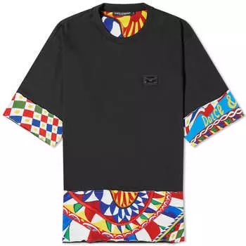Dolce & Gabbana Футболка с круглым вырезом и деталями Carretto, черный