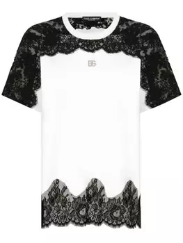 Dolce & Gabbana футболка с кружевом, белый