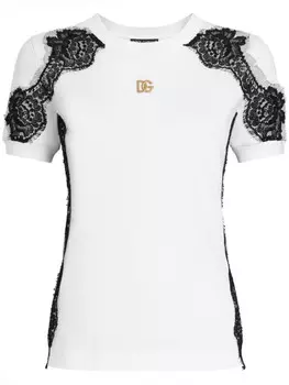 Dolce & Gabbana футболка с кружевом, белый