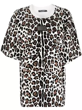 Dolce & Gabbana футболка с леопардовым принтом, белый