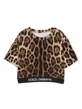 Dolce & Gabbana футболка с леопардовым принтом, коричневый