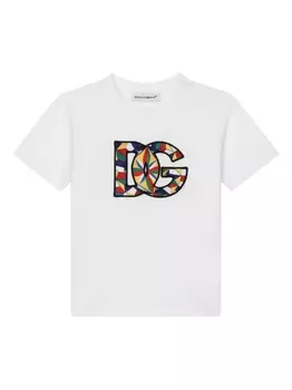 Dolce & Gabbana футболка с нашивкой-логотипом, белый