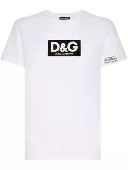 Dolce & Gabbana футболка с нашивкой-логотипом, белый