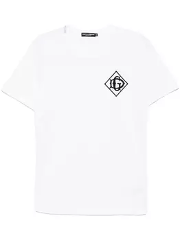 Dolce & Gabbana футболка с нашивкой-логотипом, белый