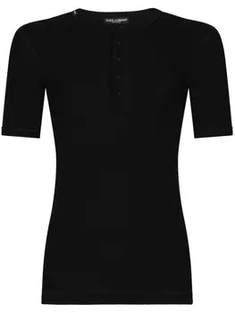 Dolce & Gabbana футболка с планкой на пуговицах, черный