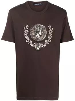Dolce & Gabbana футболка с принтом, коричневый