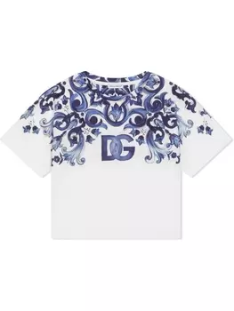 Dolce & Gabbana футболка с принтом Majolica, синий