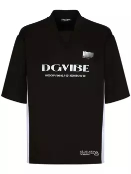 Dolce & Gabbana футболка с V-образным вырезом и логотипом, черный