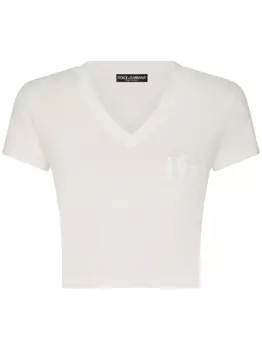 Dolce & Gabbana футболка с вышитым логотипом, белый