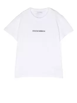 Dolce & Gabbana футболка с вышитым логотипом, белый