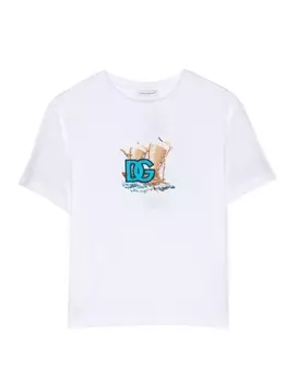Dolce & Gabbana футболка с вышитым логотипом, белый