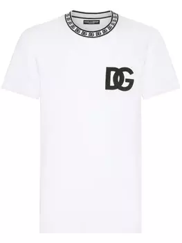 Dolce & Gabbana футболка с вышитым логотипом, белый