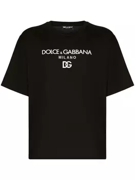 Dolce & Gabbana футболка с вышитым логотипом, черный
