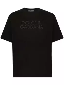 Dolce & Gabbana футболка с вышитым логотипом, черный