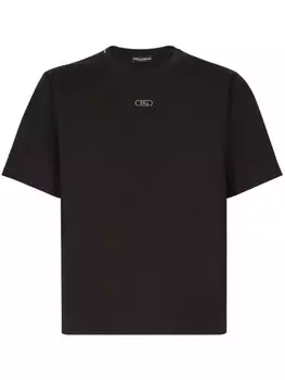 Dolce & Gabbana футболка с вышитым логотипом, черный