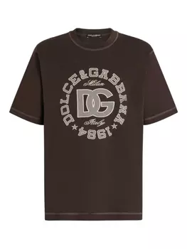 Dolce & Gabbana футболка с вышитым логотипом, коричневый