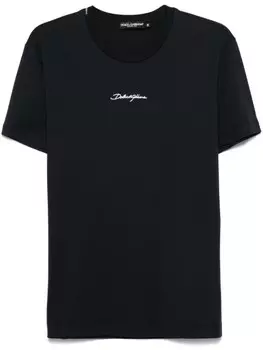Dolce & Gabbana футболка с вышитым логотипом, синий