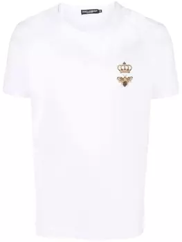 Dolce & Gabbana футболка с вышивкой, белый