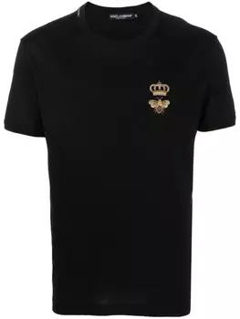 Dolce & Gabbana футболка с вышивкой, черный