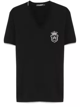 Dolce & Gabbana футболка с вышивкой, черный
