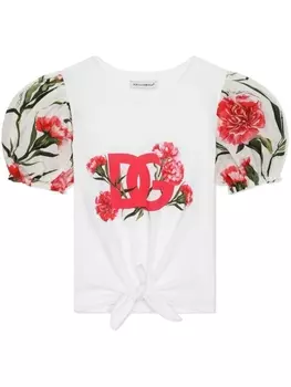 Dolce & Gabbana футболка с завязками и логотипом, белый