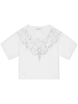 Dolce & Gabbana футболка со стразами, белый