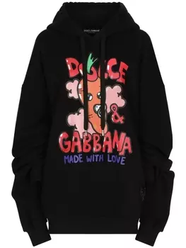 Dolce & Gabbana graphic-print drawstring hoodie, черный
