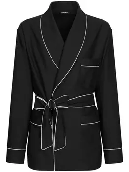 Dolce & Gabbana халат с контрастной отделкой, черный