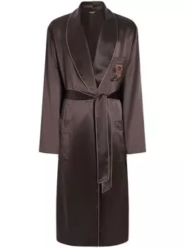 Dolce & Gabbana халат с вышивкой, коричневый